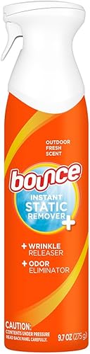 Bounce Spray de liberación de arrugas, eliminador de olores 3 en 1, spray antiestático y refrescante de tela, retoque rápido, 9.7 onzas líquidas