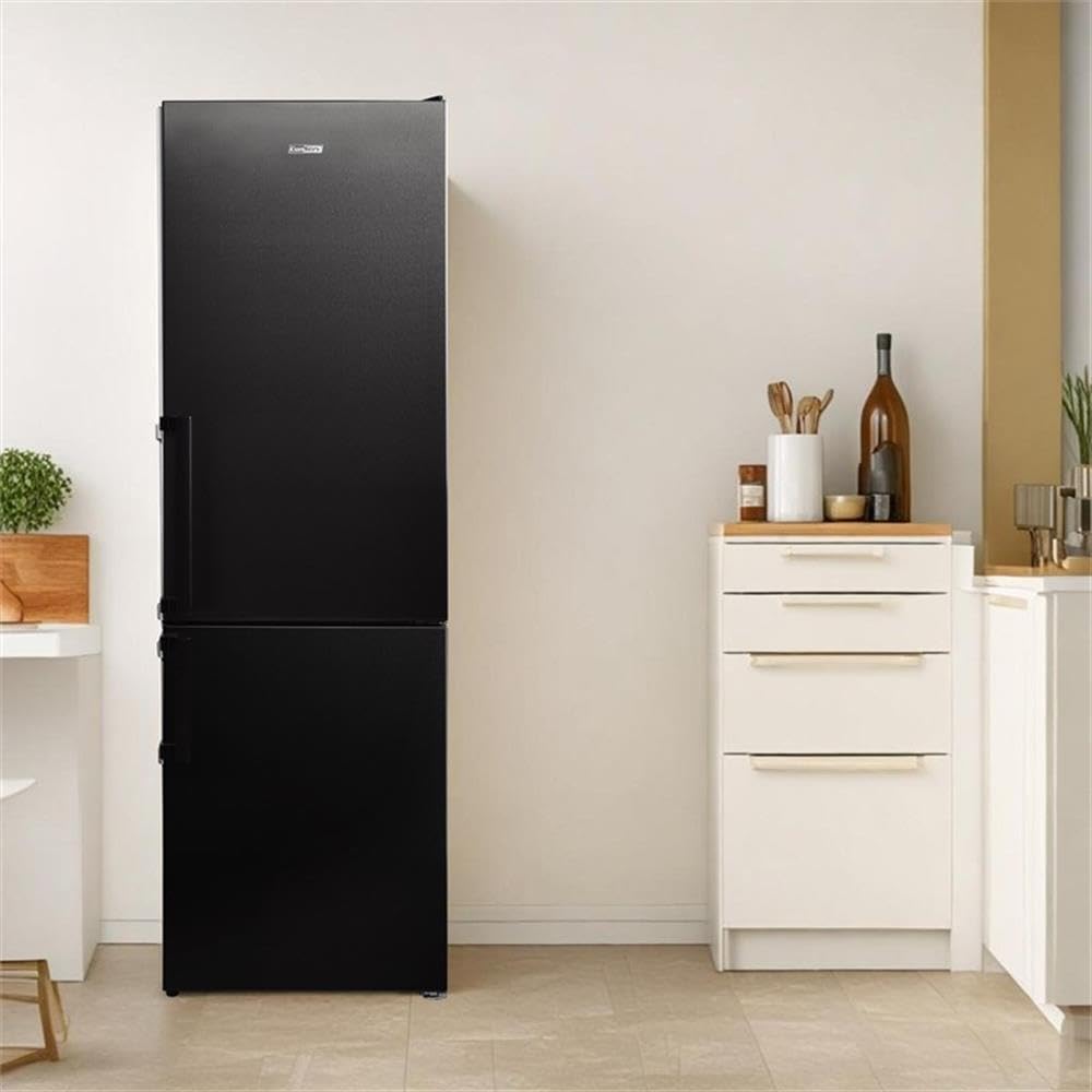 Pemberly Row 11.7 cu.ft No Frost Bottom Freezer Refrigerator, Garage Ready, LED Lighting, Wine Rack, Adjustable Tempered Glass Shelves, White/Stainless/Titanium Finish, Energy-Efficient Kitchen on Fridge.com