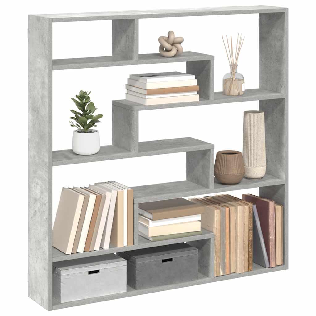 Wandregal 7 Fächer Betongrau Holzwerkstoff 100 x 18 x 100 cm Schwebendes Regal mit Modernem Design Robust und Langlebig für Wohnzimmer Schlafzimmer und Badezimmer