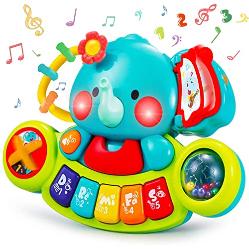 Image of HISTOYE Baby Piano Toys for 1 Year Old Boy Girl Light Up Baby Toys 6 to 12 Months Musical Learning Toys for Infant Baby Toddler 6 9 12 18 24 Months Elephant Piano Keyboard Toys Gifts for 1 2 Year Old