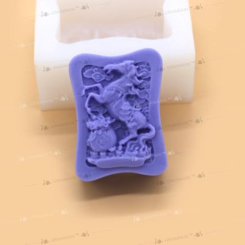 Miniatura 4 de Grainrain Molde de barra de jabón de silicona DIY Vehículo casero ornamento vela molde de resina Caballo (11071)