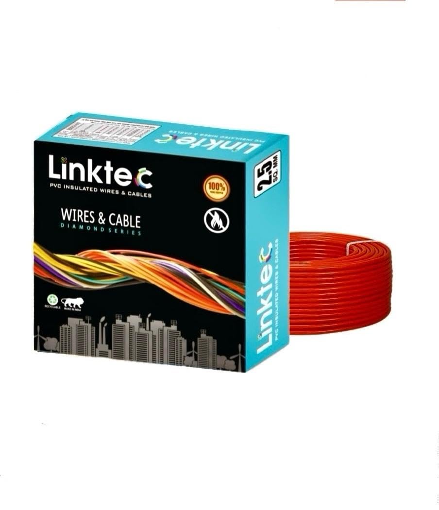 Linktec 90 Meters PVC Insulated Copper Wire, Single Core Flexible House Cable for Domestic Use (2.5MM, RED) (B0DBDYYXNG) Amazon Price History, Amazon Price Tracker