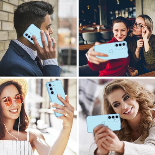 Image of GUAGUA Compatible with Samsung Galaxy S24 Plus Case 6.7 Inch Slim Soft TPU Cover with Cute Heart Pattern for Women Girls Men Luxury Electroplated Shockproof Protective Case for Samsung S24+, Blue