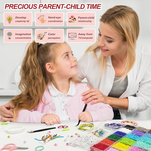 Dazhqp 7000pcs 3mm Glass Seed Beads for Bracelet Making Kit Small Beads Friendship Bracelet Making kit, DIY Art Craft Girls Gifts (3mm) - Image 4