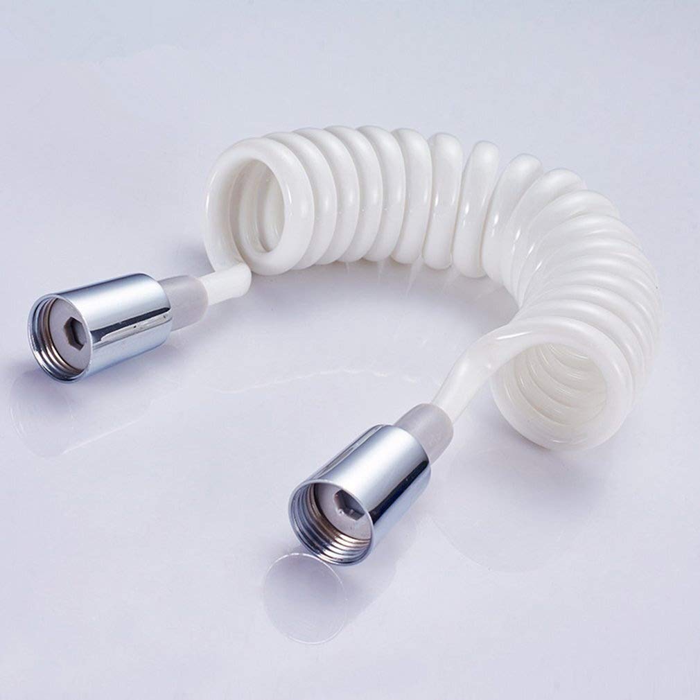 Rohcghc 90 X 200 Cm Shower Hose, Stainless Steel Universal Replacement Hose,Shower Copper Cap Foam Bidet Telescopic Spring 1.5M Pvc Flexible Retractable