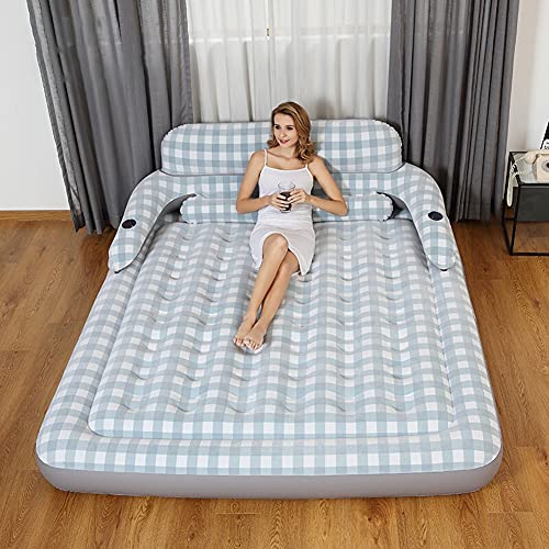 AUNIVO Colchón de Aire Camping 2 Personas, Sofá Cama Inflable | Cama de Aire portátil con Respaldo extraíble y Espacio para Tazas para el hogar/Camping/Viaje