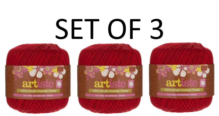the red thread 3点セット Amazon.com: Hobby Lobby Cherry Red Artiste Acrylic Crochet Thread