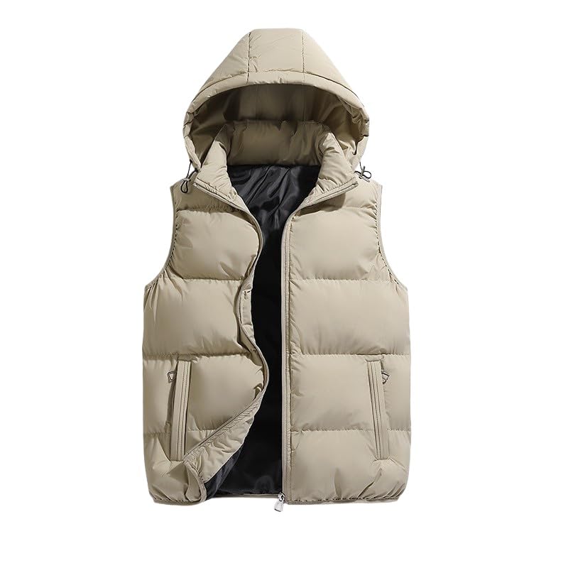 Chaleco Acolchado Hombre Chaleco Acolchado Con Capucha Para Hombre Chaqueta Acolchada Sin Mangas Con Capucha Abrigo De Invierno Grueso Y Cálido Informal Resistente Al Viento Acolchado Y Con Bolsill