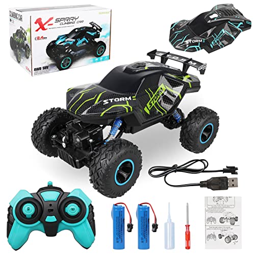 Coche teledirigido 1:16 RC Coche 2,4 GHz 4WD 15+ km/h Off Road juguete teledirigido con Stream de niebla trasera, 5 modos de iluminación LED, 2 baterías recargables para niños y adultos regalo Cover