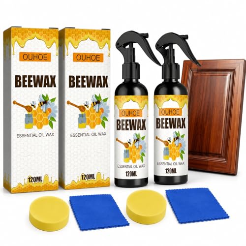 蜜蝋ワックス スプレー beewax 家具用 ビーワックス 天然100% フローリング 床 艶出し 保護 防水 木工用 傷消し 乾燥/ひび割れ防止 簡単施工(2個セット)