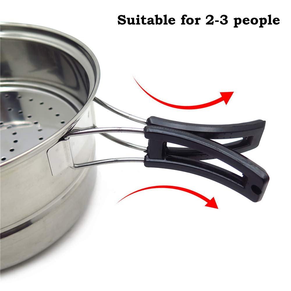Juego De Cocina De Camping Para 3-4 Personas - Ollas Y Sartenes De Acero Inoxidable, Apilables Y Ligeras, Ideal Para Mochileros Y Acampadas