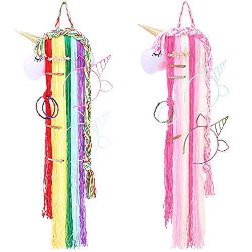 Tecbeauty 2 Pcs Hair Bows Holder for Girls Clips Headband Accessories Organizer Wall Room Hanger Decor, Unicorn