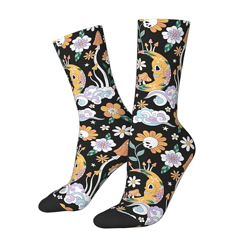 Medias Mushroom Skull Flower Groovy Calcetines De Trabajo Antideslizante Calcetine Cortos Antiampollas Calcetines Para Futbol Correr Viajar