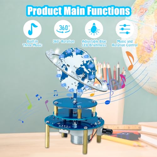 pemenol soldering practice project kit diy globe planetary motion soldering kit rotating universe model electronic kit with music brightness adjustable for stem education high school college present