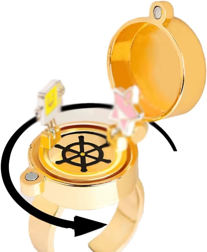 2Pcs Upgraded Best Friends Forever BFF Rings, New Fun Buckle and Bettle Rotating Bearings Rings, Cartoon Anime Aesthetic Friendship Jewelry Gifts