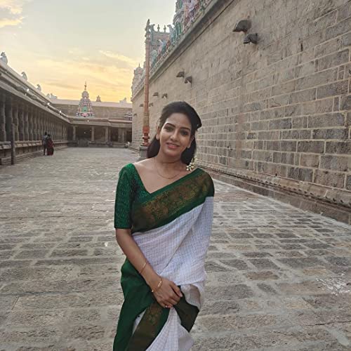 Image of Flosive Women's Kanjivaram Silk Saree With Handloom Weaving Work With Blouse Piece