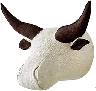 Animal Heads Wall Hanging Decor, 3D Cow Head Wall Mount Decor, Child Room Kindergarten Decoration for Children Room Nursery Room Stuffed Deer Head Wall Mount,Cow Head,Stuffed Animal Heads