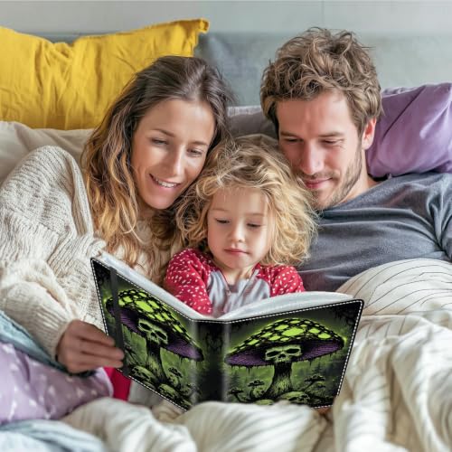 Image of Photo Album 4x6 120 Photos with Strong Elastic Band, Skull Mushroom | Large Capacity Premium Leather Picture Album, Portable Wallet Albums Photo Book for Family Anniversaries Wedding Baby