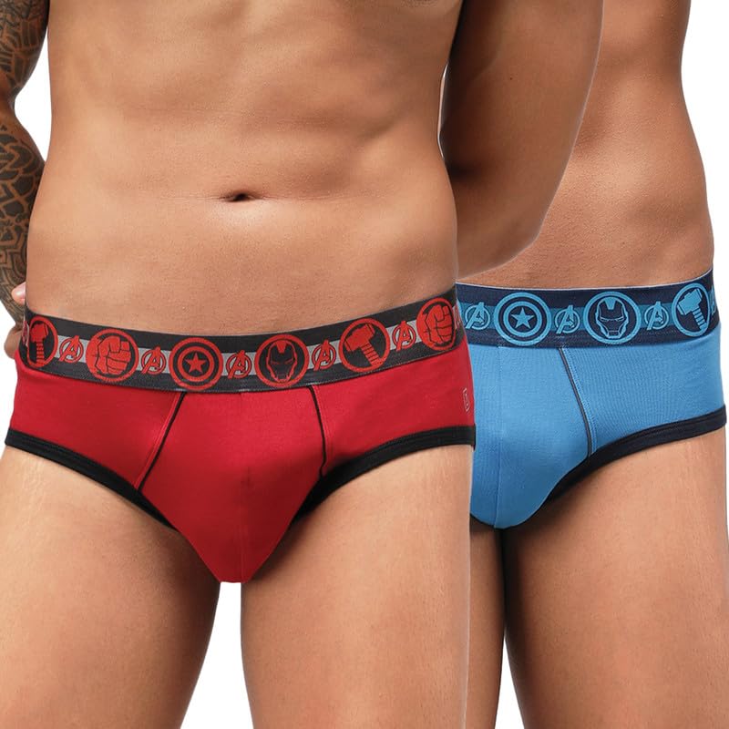Image of Zoiro Men Cotton Blend Printed Marvel Brief Pack of 2 |Colours May Vary