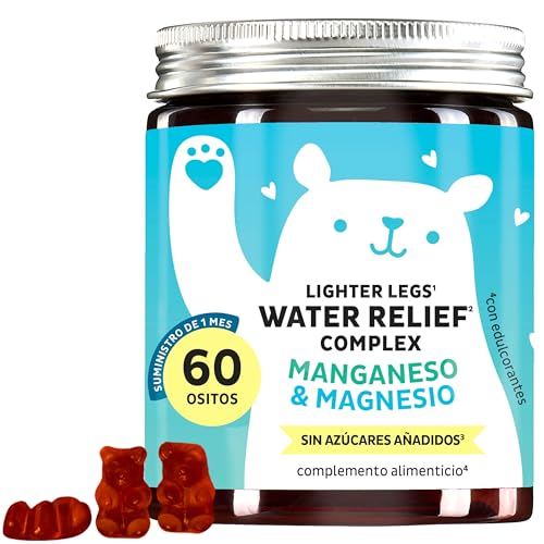 Water Relief Complex Gominolas - Para el Equilibrio de Electrolitos y Piernas Ligeras - Vitamina C, Magnesio, Manganeso - 60 Unidades (1 mes) - Sin Azúcares Añadidos, Vegano - Bears With Benefits
