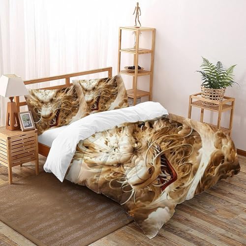 Housse de couette 200x200cm dragon d'or en microfibre douce et facile à laver - 2