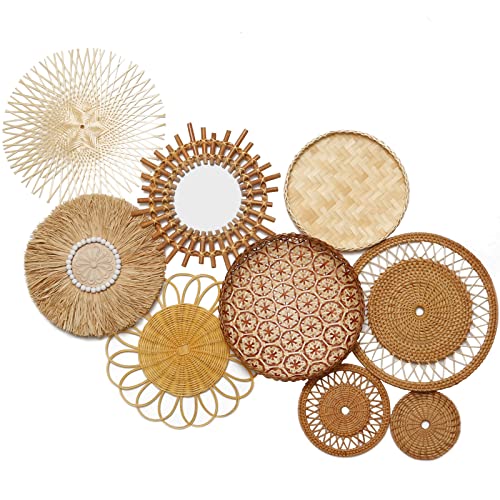 NUTRIUPS Handgefertigter Wandkorb, Dekoration, 9 Stück, gewebter Korb, Wanddekoration, Boho, vielseitig einsetzbar Cover