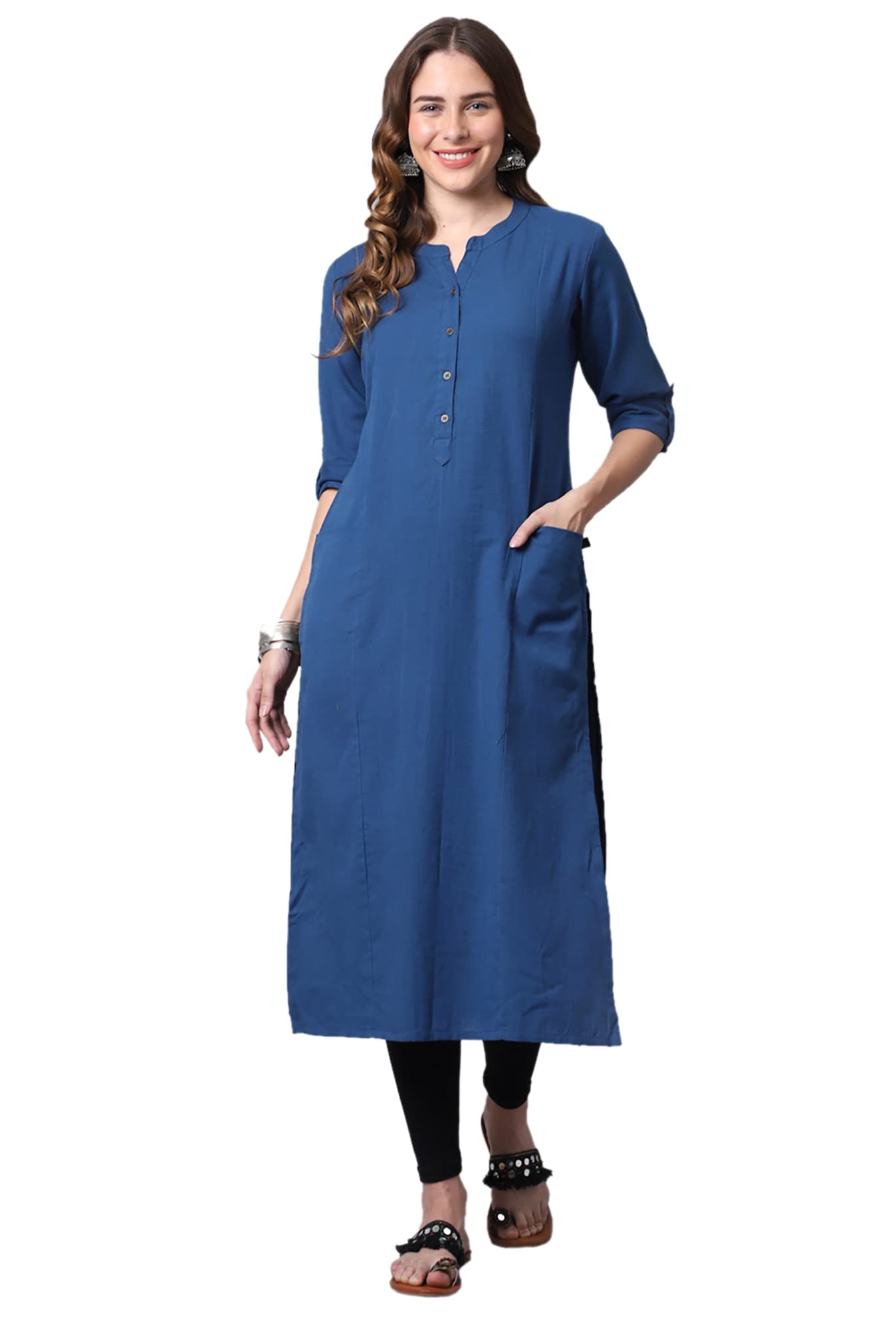 Pistaa'sWomen's Cotton Straight Fit Straight Kurta
