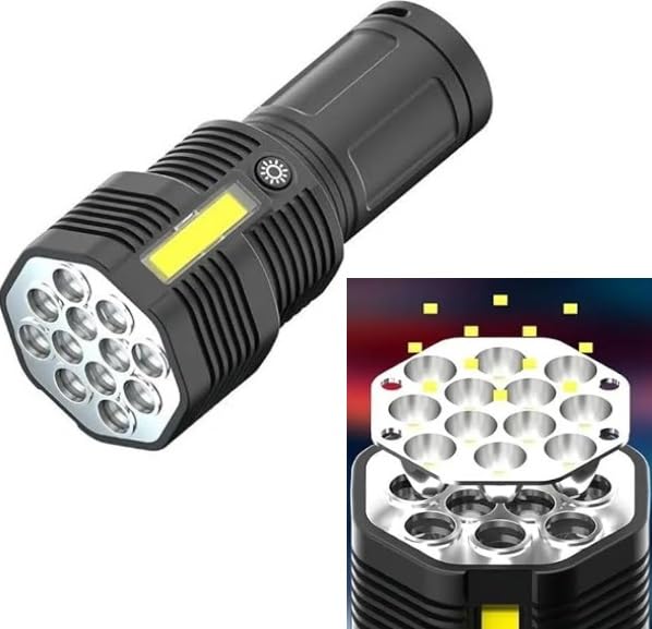 Rugvedi selas 12 LED Flashlight COB Side Light USB Rechargeable Strong Light Flashlight Waterproof Outdoor Household Portable Long-Range LED Torch Light Hiking Camping Outdoor Side Light Flashlight (B0CSXGR6VV) Amazon Price History, Amazon Price Tracker