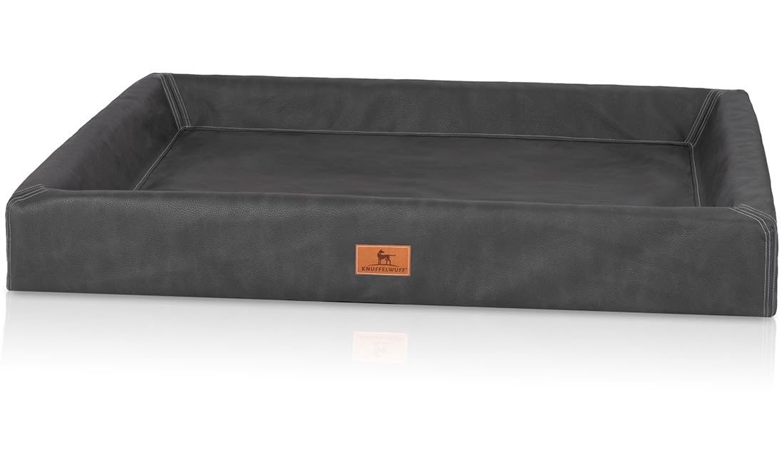 Knuffelwuff orthopädisches Hundebett Austin aus Kunstleder XL 105 x 80cm Schwarz