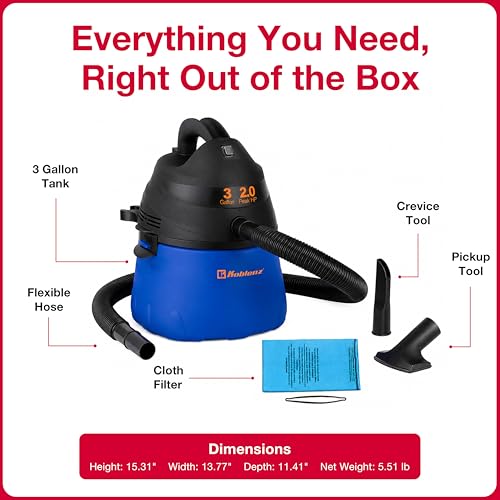 Image of Koblenz WD-353L Wet Dry Vacuum Cleaner, Home Car Garage Workshop, 2.0 PHP