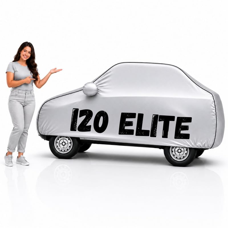 Image of Long-Life 100% Waterproof i20 Elite Car Body Cover for Dust & Rain, Compatible with All Models of i20 Elite Car Cover, Comes with Bird Droppings, Scratch, UV and Paint Protection - Silver