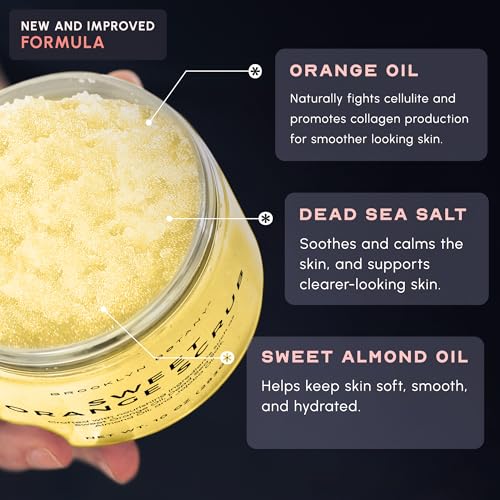 Image of Brooklyn Botany Sweet Orange Body Scrub - Moisturizing and Exfoliating Body, Face, Hand, Foot Scrub - Fights Stretch Marks, Fine Lines, Wrinkles - Great Gifts for Women & Men - 10 oz