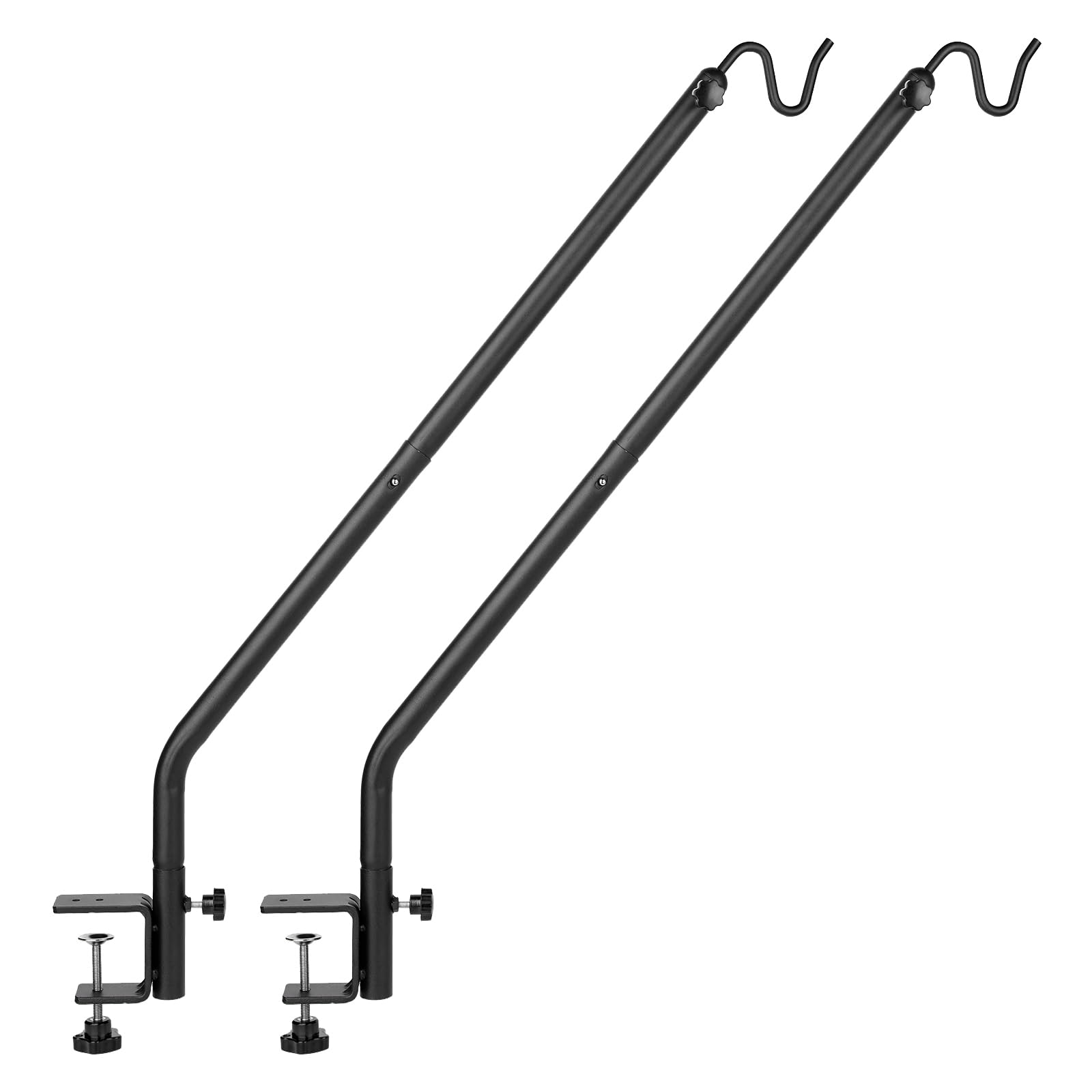 Kingsyard 2-Pack Heavy Duty Deck Hook, 39 Inch, Adjustable Metal Deck Railing Hooks for Hanging Bird Feeders, Planters, Suet Baskets, Lanterns, Wind Chimes, Black