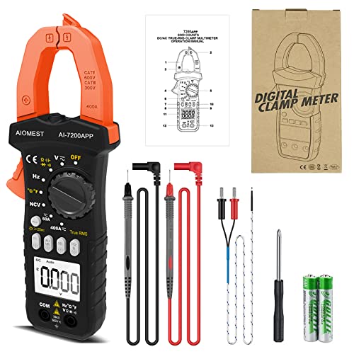 Digital Clamp Multimeter, Aiomest Ai-7200App Ac Dc Amp Volt Ohm Clamp-On Meter & Ai-882C Digital Sound Level Meter, Decibel Tester #TOP4