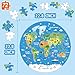 72 Piece World Map Jigsaw Puzzle for Kids 3-5, 4-6 Globe Round Floor Puzzles Geography Educational Birthday Gifts Learning Resource Educational Montessori Toys (World Map)