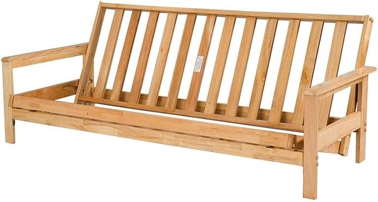 Suburban Sophistication Full Size Solid Hardwood Futon Frame, Durable and Sturdy Construction, Multiple Recline Positions Natural