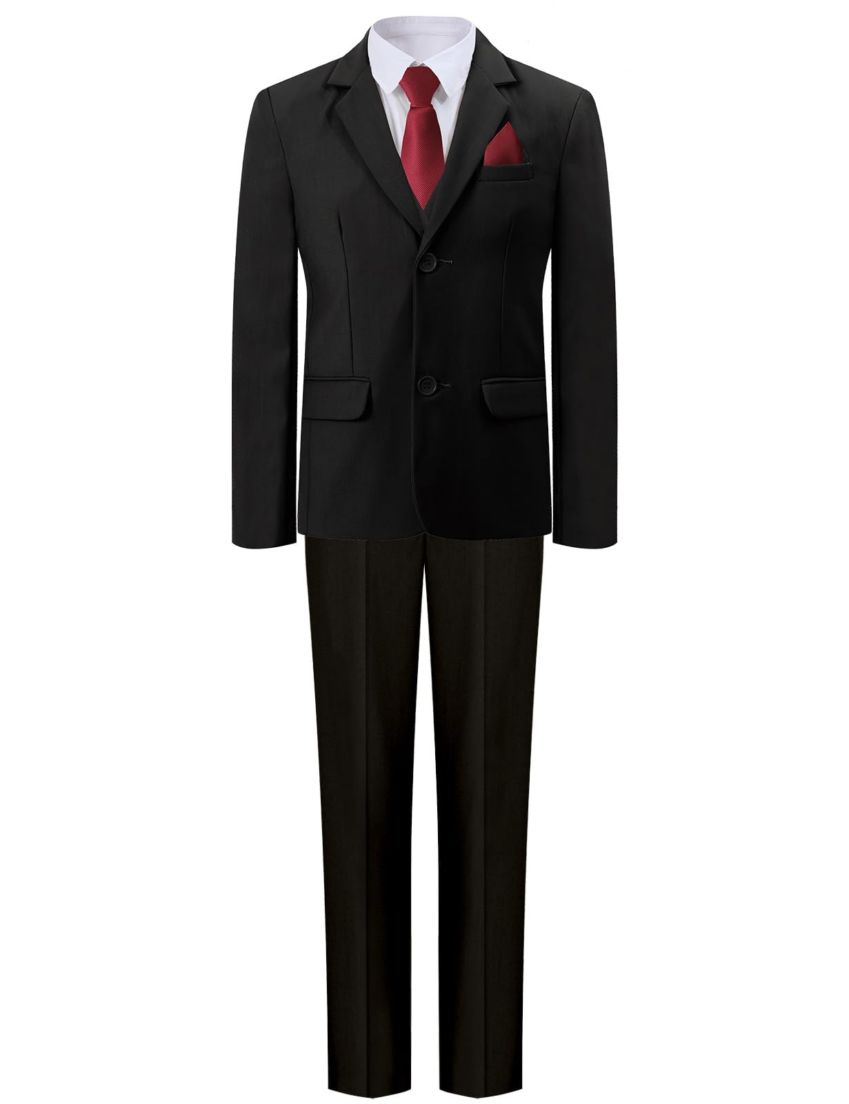mintgreen 6pcs Ensemble de Costumes de Garçons, Blazer et Pantalon et Gilet et Chemise et Cravate avec Carré de Poche, 7-12 Ans