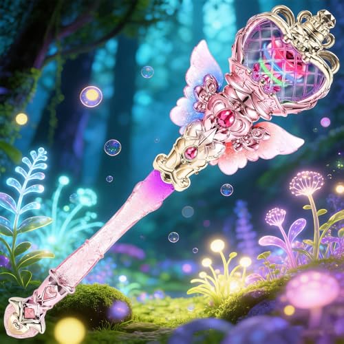 Image of PATPAT Light-Up Princess Magic Wand with Music, USB Rechargeable LED Fairy Magic Stick with Heart Crown & Angel Wings, Fantasy Role-Play Magical Stick Costume Party, Cosplay, Pretend Play & Gifting