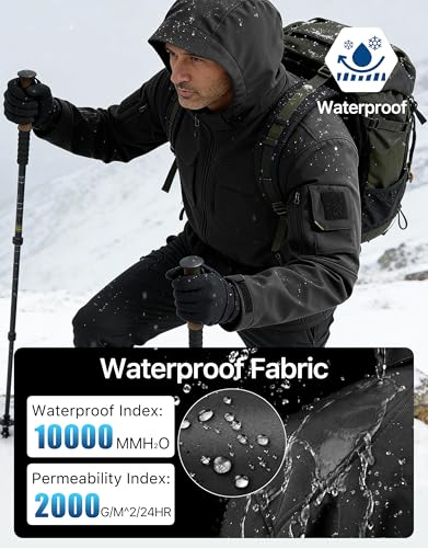 Veste softshell imperméable pour homme d'extérieur tactique à capuche - 5