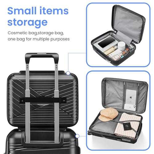 Luggage Sets(14in/20in/24in/28in) with Spinner Wheels Hard Shell Expandable Luggage Hardside 4-Piece Set Lightweight Rolling Suitcase with TSA Lock for Travel PP Materials Durable Black4