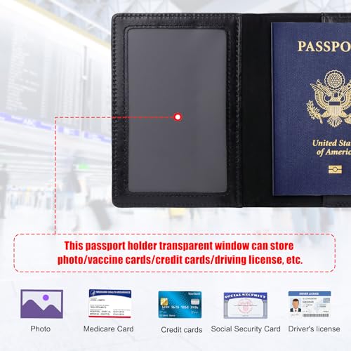 Image of TIGARI Passport Holder for Travel Women Men, Valentines Day Gifts PU Leather Wallet Cover Case Sleeve, Waterproof Protected Document Organizer, Vacation Plane Cruise Travel Essentials