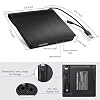 Haiway External DVD Drive, USB 3.0 Type-C CD Burner Portable CD DVD +/-RW Optical Drive Slim CD DVD ROM Rewriter CD/DVD Player Writer Reader for Laptop Desktop MacBook PC Windows Linux Mac OS (Black)