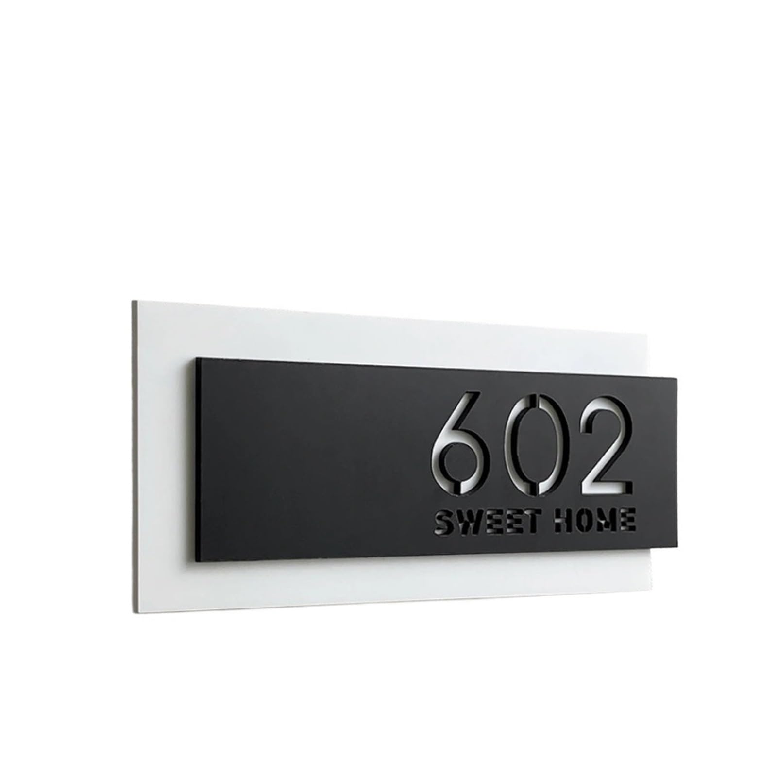 Placa De Puerta Moderna Acrílica, Número Casa 3D, Dirección Nombre Familia for Apartamento, Villa, Tienda Hotel, 1 Ud(Black,24cmx11cm)