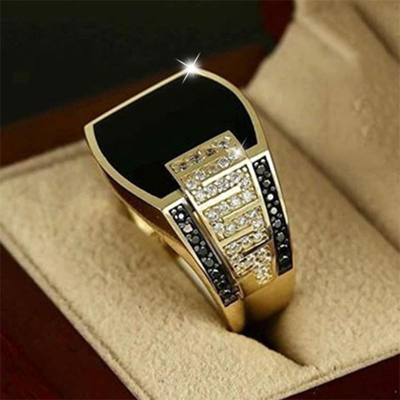 YWBMCYHPY Fashion 925 Sterling Silver Mens Signet Ring Black Onyx Ring for Men Men Domineering Full of Diamond Personality Ring Shiny Full Diamond Black Gemstone Ring Size 11