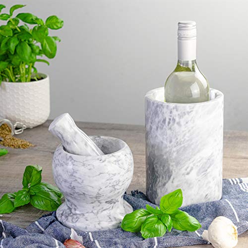 Argon tafelgerei marmer wijnfles koeler-shirt | Solid Stone barware Champagne Chiller | 13 x 18 cm - Gray - Image 7