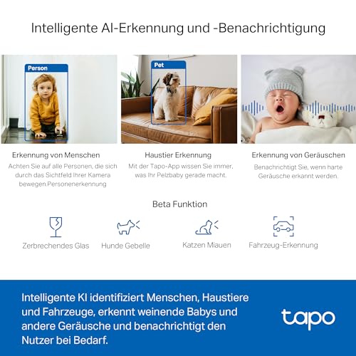 Tapo TP-Link C220 360°-WLAN-Überwachungskamera für den Innenbereich, 2K 4MP, IR Nachtsicht, Bewegungserkennung, Zwei-Wege-Audio, kompatibel mit Alexa und Google Assistant, für Babys/Haustiere 6