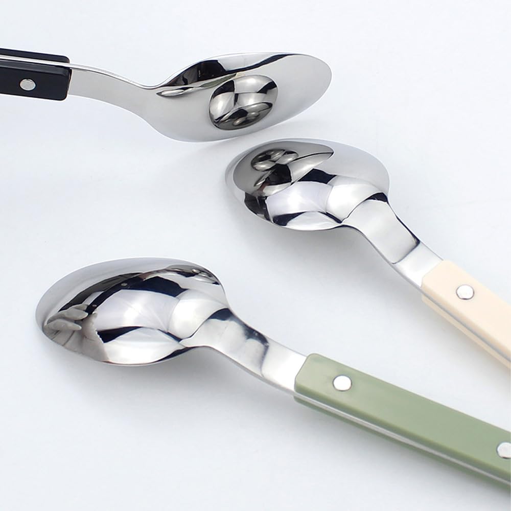 16 Pièces Pince Poignée Cuisine en Acier Inoxydable Argenterie Vaisselle Couverts Couteaux Fourchettes Cuillères Ensemble pour 4 Personnes Hôtel Maison Couteau À Steak Cuillère Dessert (Blanc)
