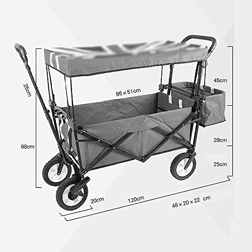 Wäschewagen Handwagen,Zusammenklappbarer Gartenwagen,Schwerlastwagen Mit Überdachung,Multifunktions Einkaufswagen Für Outdoor Camping Strandwagen Mit 4 Rädern,Tragkraft 100 Kg/ – Bild 4