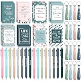 Perkoop 48 Regalos Inspiradores a Granel Set de Blocs de Notas Motivacionales Bolígrafos y Llaveros Cuadernos de Diario de...