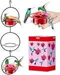iBorn Circular Hanging Hummingbird feeders for Outdoors 3PCS 3OZ Mini Hummingbird Feeder Humming Bird Feeder, Silicone Feeding Ports, Bee-Proof, New